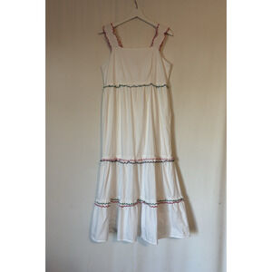 LOFT Ann Taylor Medium Petite Aline White Long Sleeveless Boho Cotton Smoked